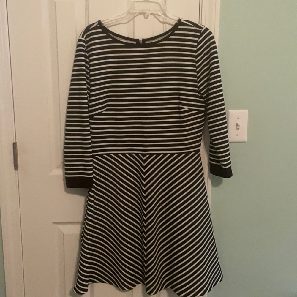 Black and White Long Sleeve Dress